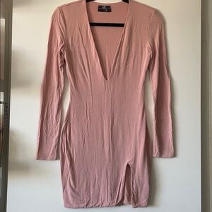 LUX LA Blush Pink long sleeve Mini Dress S